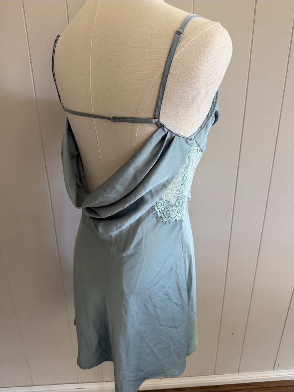 Silky Lace-Trim Slip Dress Bluish Grey Romantic Fairy Whimsigoth Size Small - Picture 10 of 14